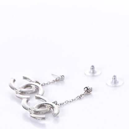 Chanel Baguette Crystal CC Drop Earrings Silver 3 of 5