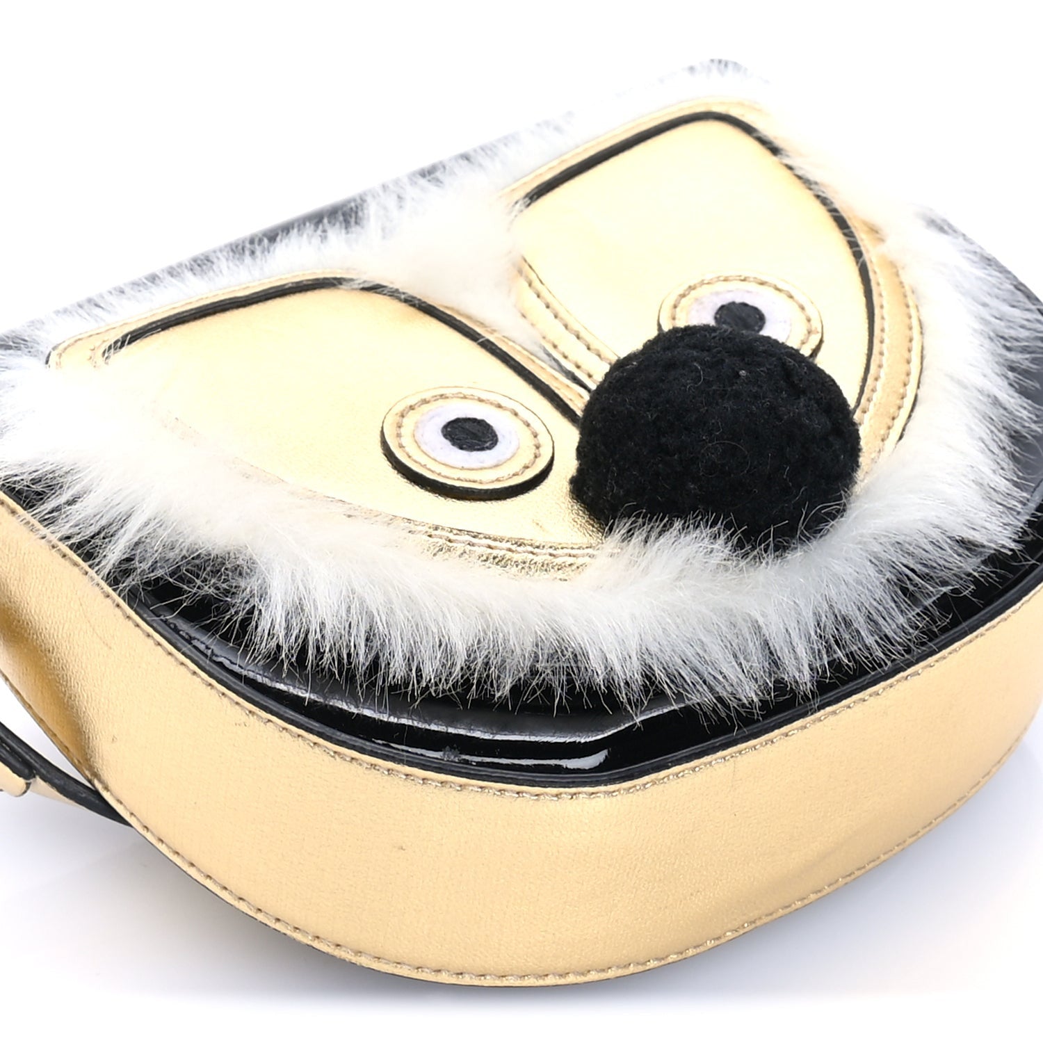 Gucci Metallic Calfskin Kids Fox Crossbody Bag Black Gold 7 of 7
