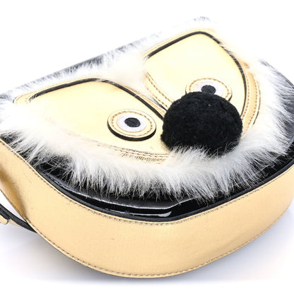 Gucci Metallic Calfskin Kids Fox Crossbody Bag Black Gold 7 of 7