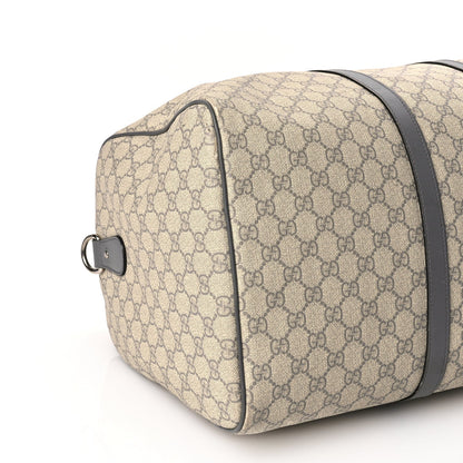 Gucci GG Supreme Monogram Selleria Calfskin Medium Carry On Duffle Bag Beige Grey 8 of 11
