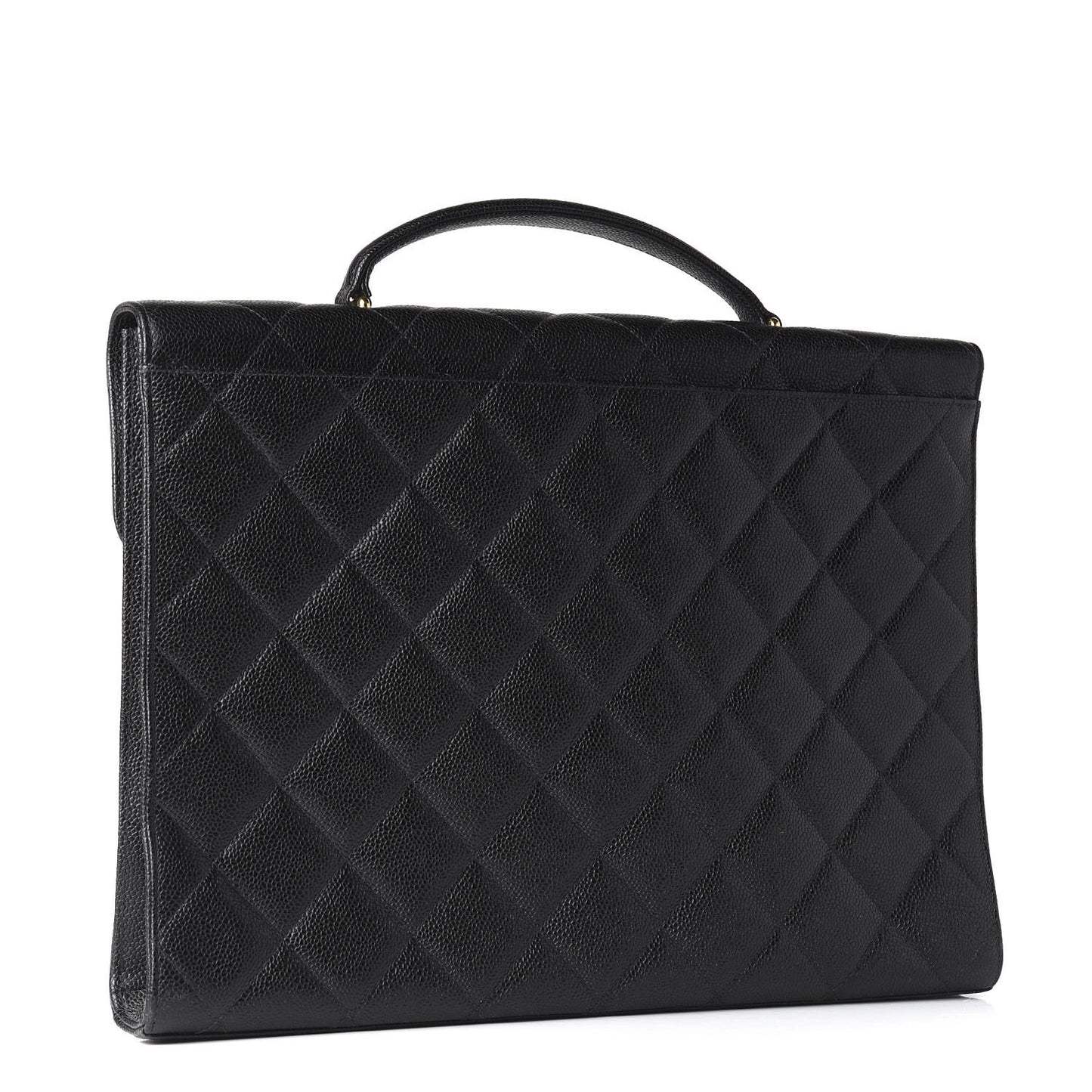 Caviar Quilted Briefcase Laptop Bag Black