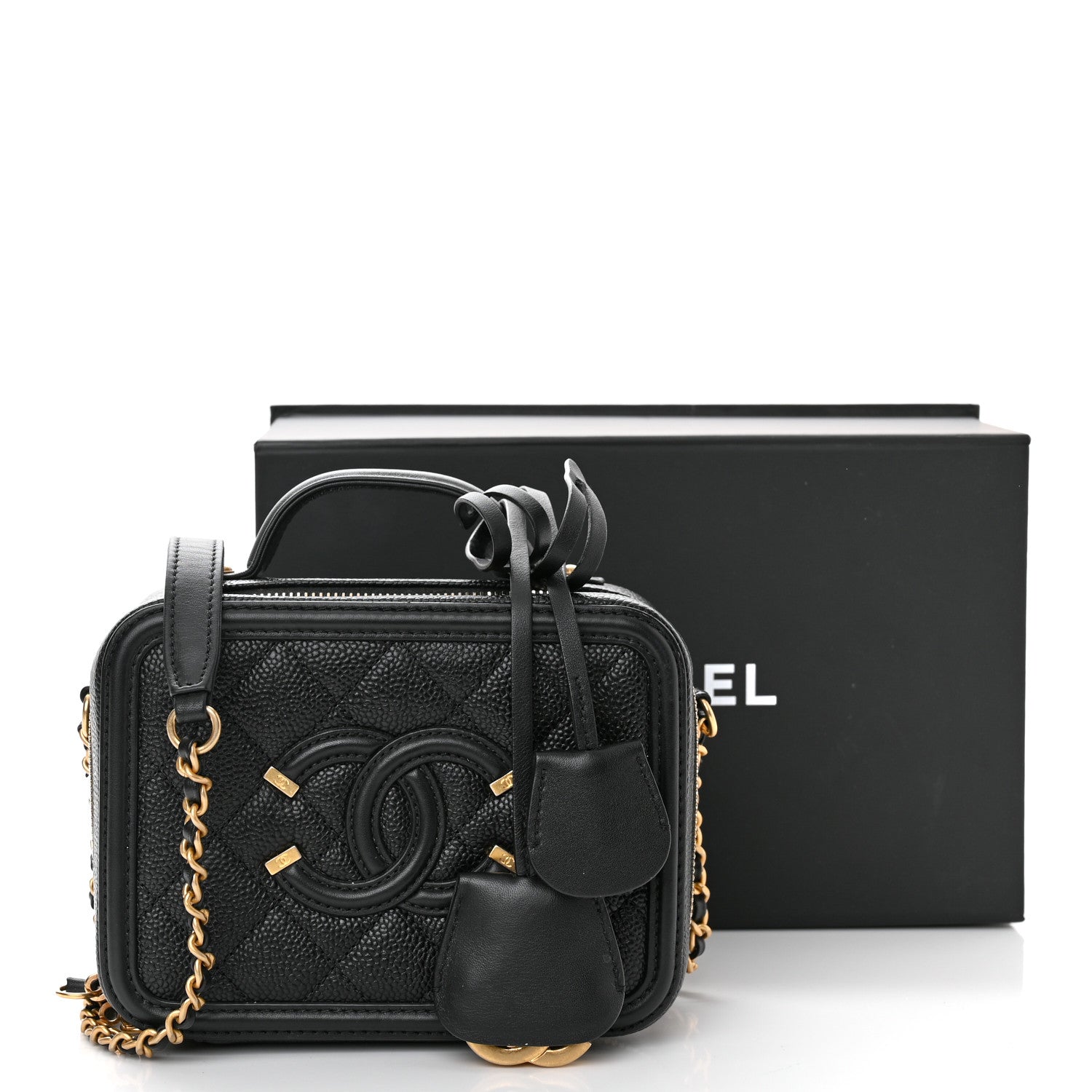 Chanel Caviar Quilted Small CC Filigree Vanity Case Black 11 of 11
