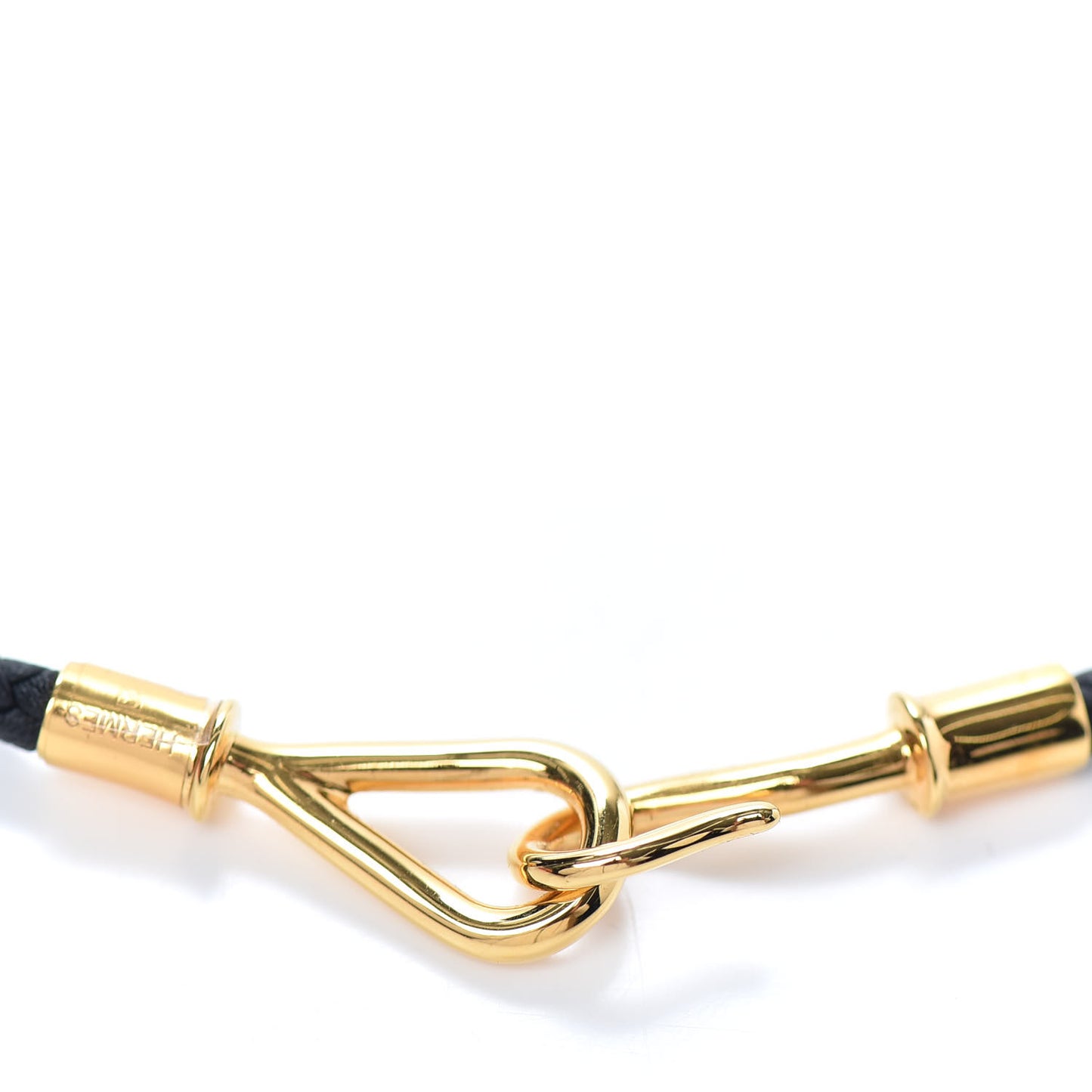 Woven Leather Jumbo Hook Choker Necklace Black