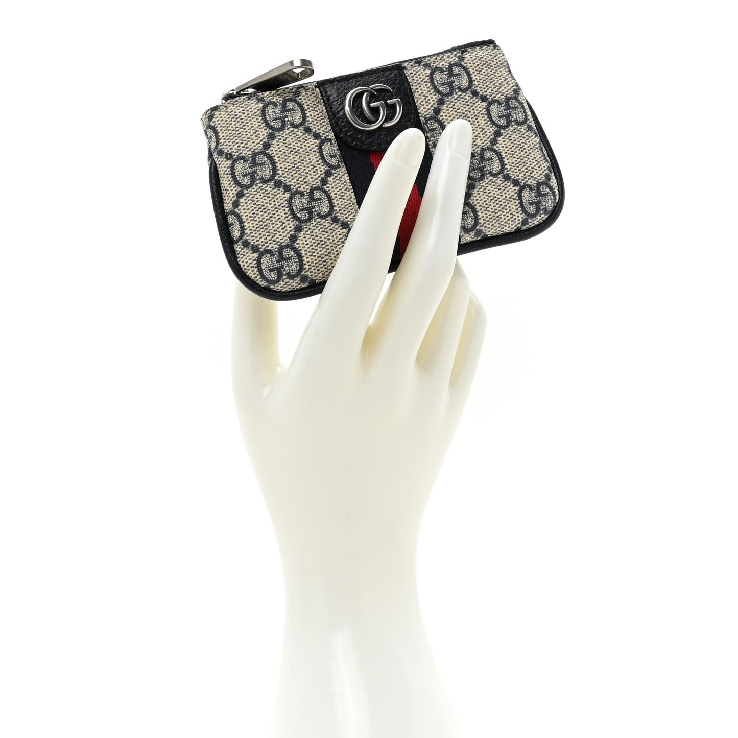 GG Supreme Monogram Web Ophidia Key Case Beige Blue