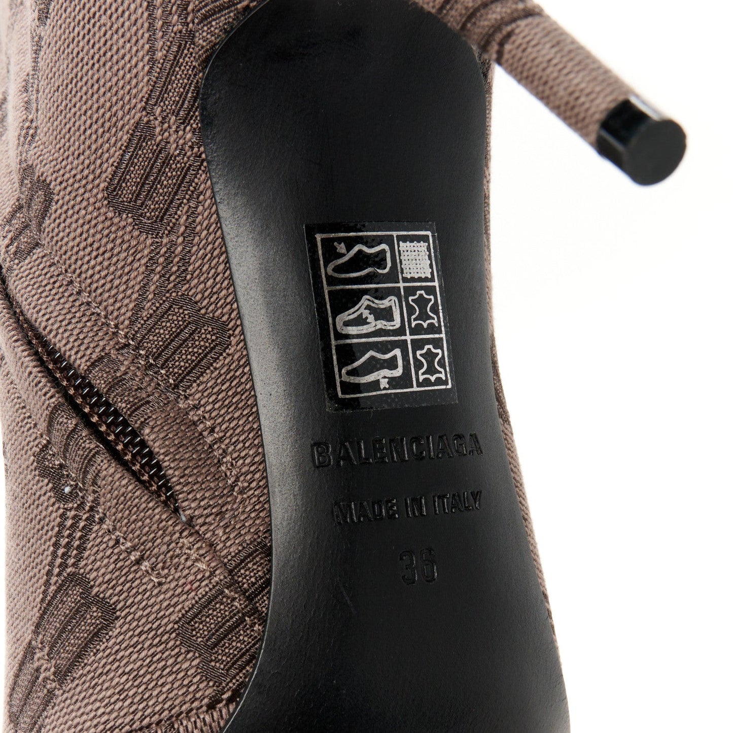 Jacquard BB Monogram Knife 80mm Bootie 37 Dark Mink Grey Dark Brown