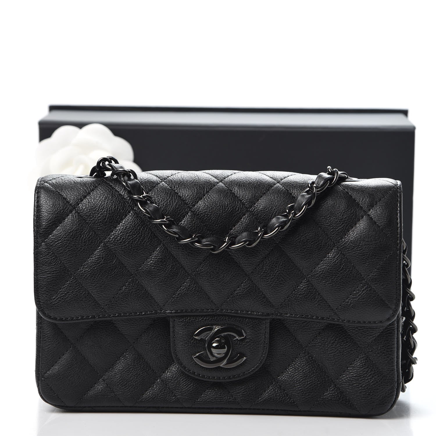 Chanel Crumpled Calfskin Quilted Mini Rectangular Flap So Black 10 of 10
