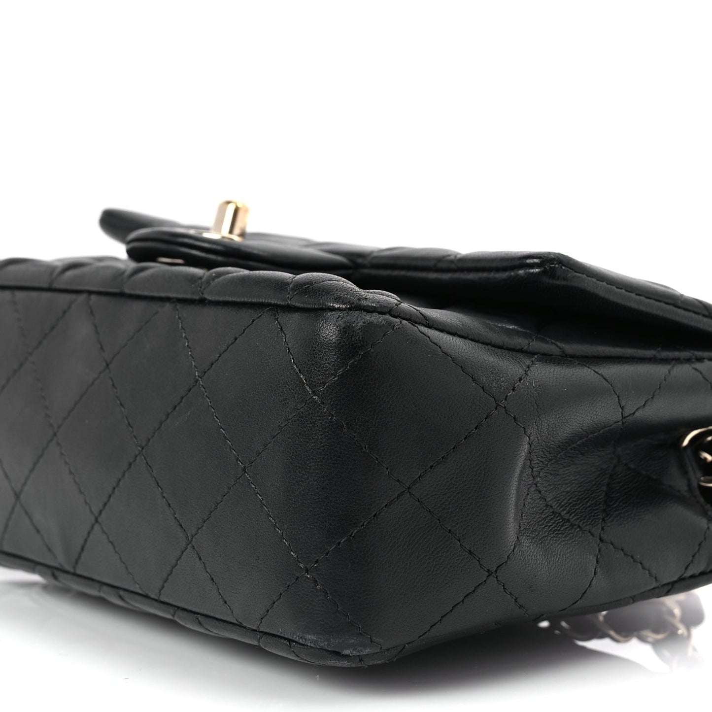 Lambskin Quilted Mini Rectangular Flap Black