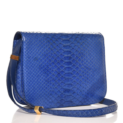 Celine Python Medium Classic Box Flap Bag Indigo 3 of 14