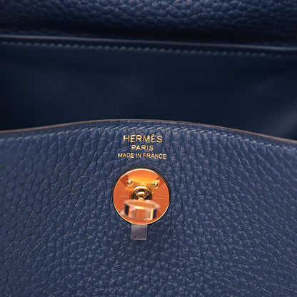 Hermes Taurillon Clemence Mini Lindy 20 Deep Bleu 6 of 10