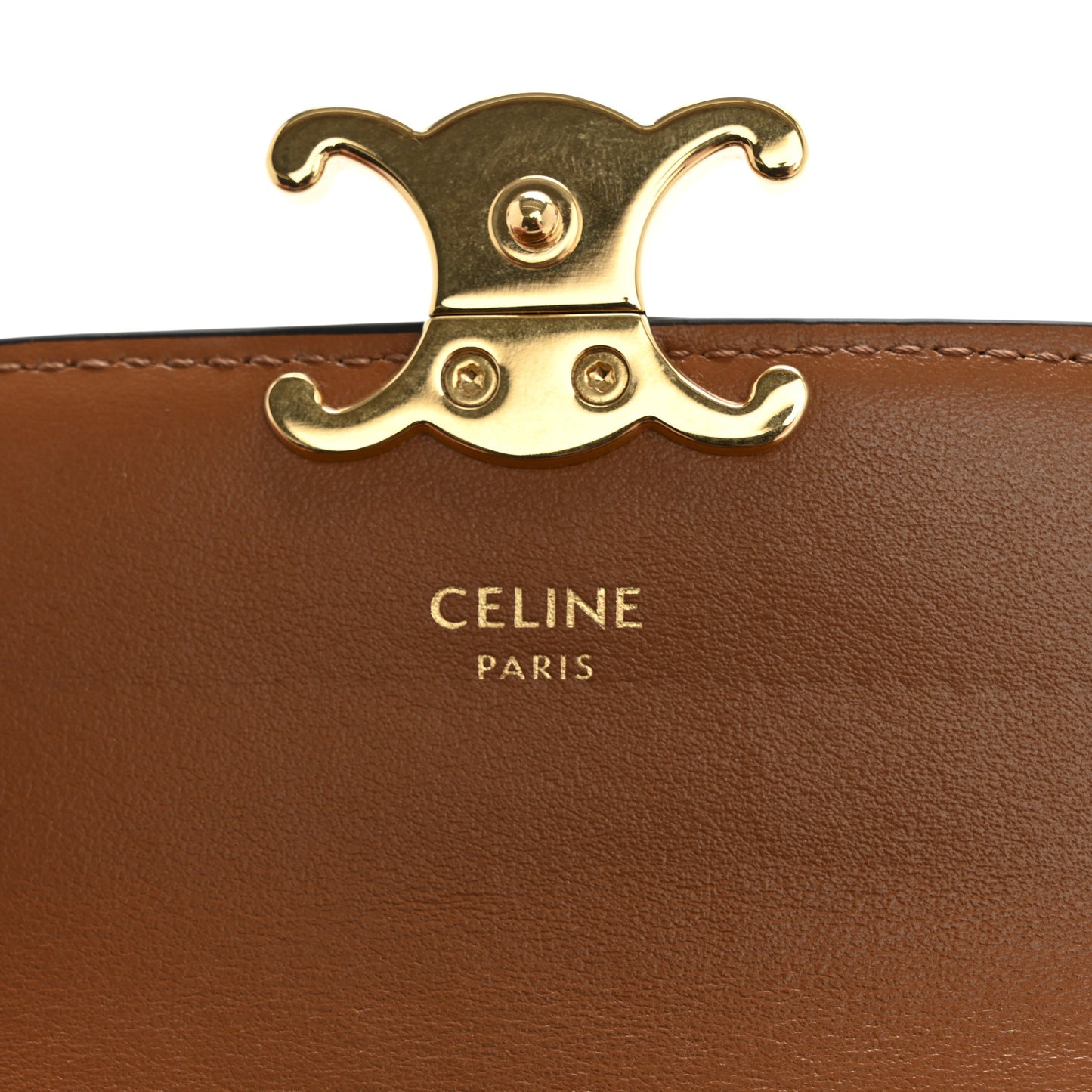 Triomphe Canvas Calfskin Flap Card Holder Tan