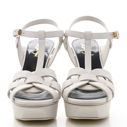 Saint Laurent Calfskin Tribute 75 Platform Sandals 39 White 2 of 10
