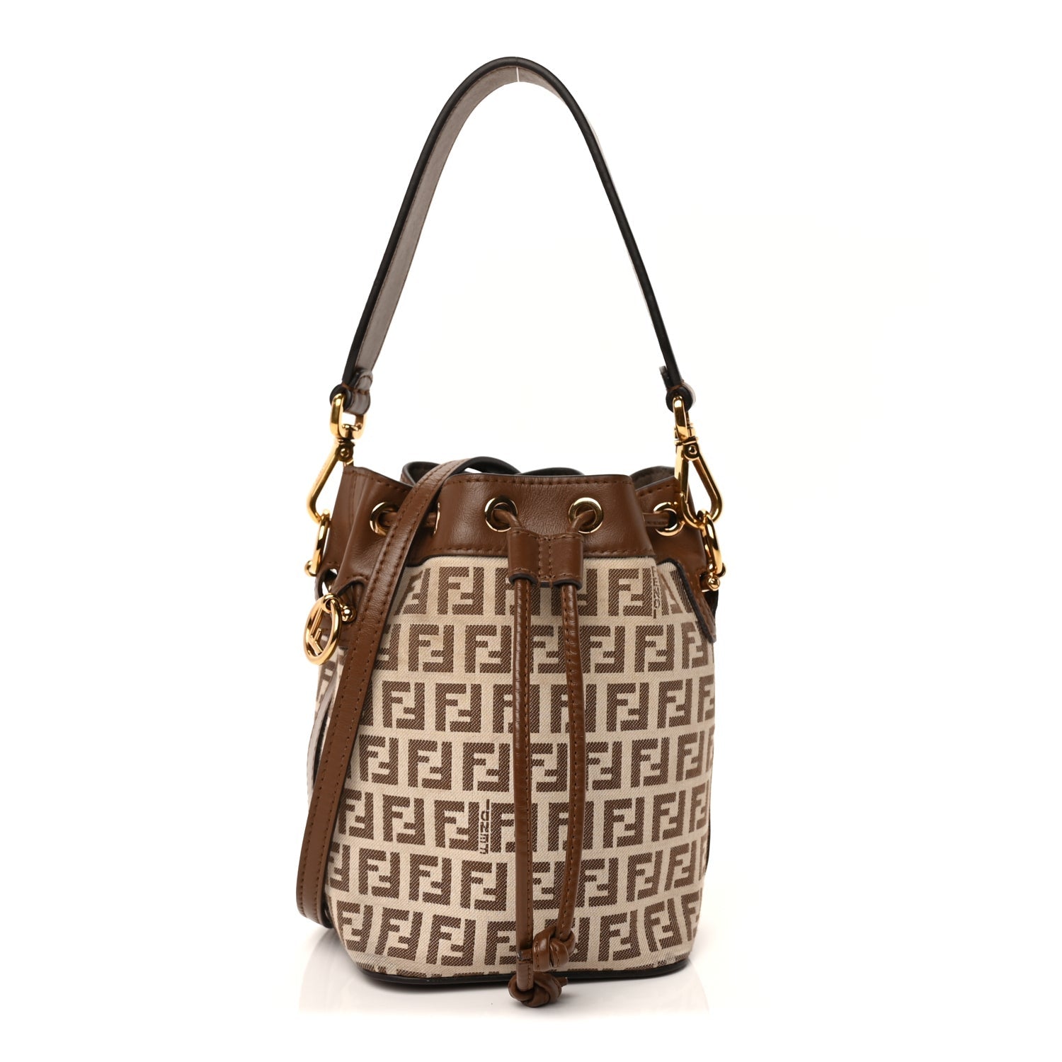 Fendi FENDI Zucchino Mini Mon Tresor Bucket Bag Beige Brown 1 of 8