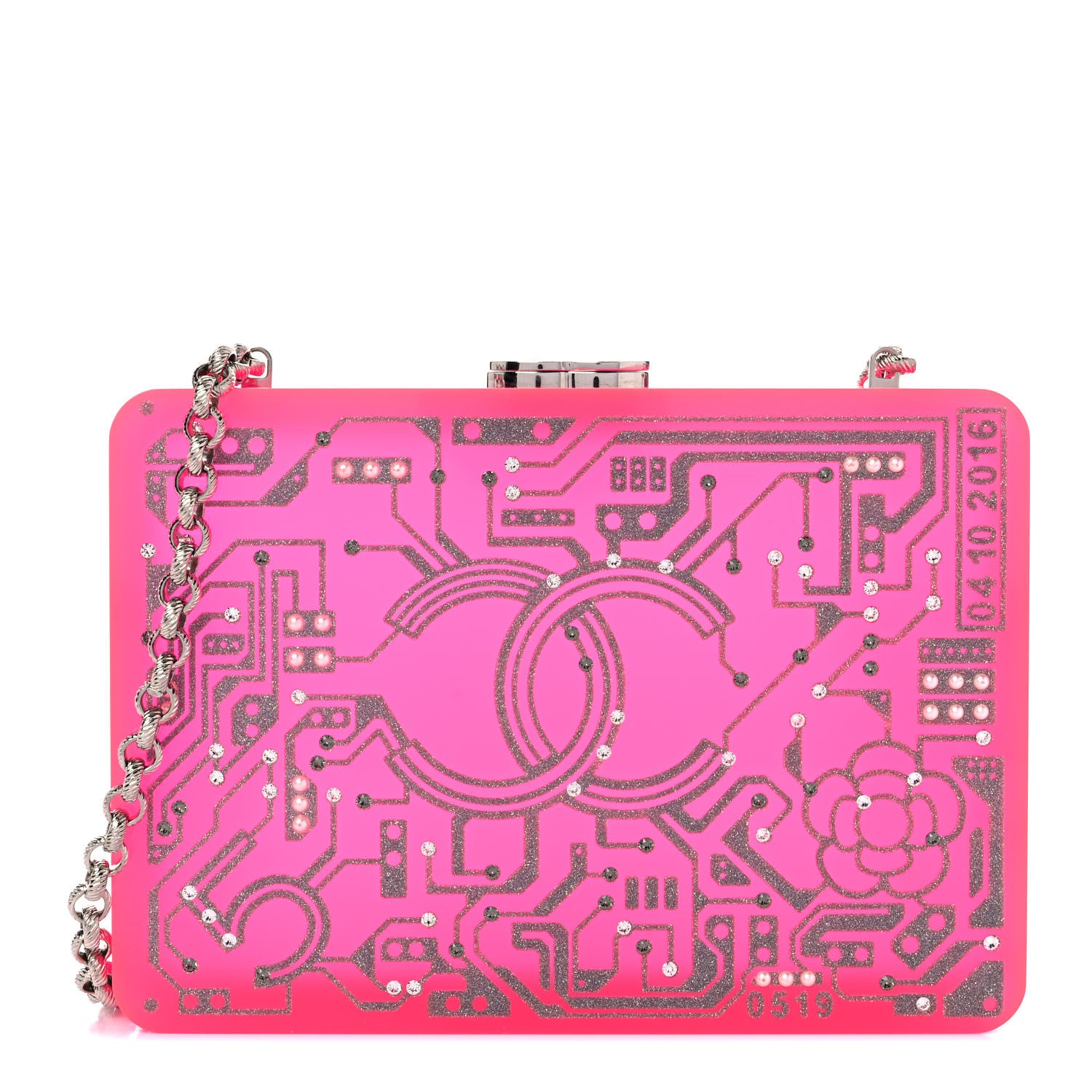 Chanel Plexiglass Strass Motherboard Minaudiere Clutch Pink 1 of 8