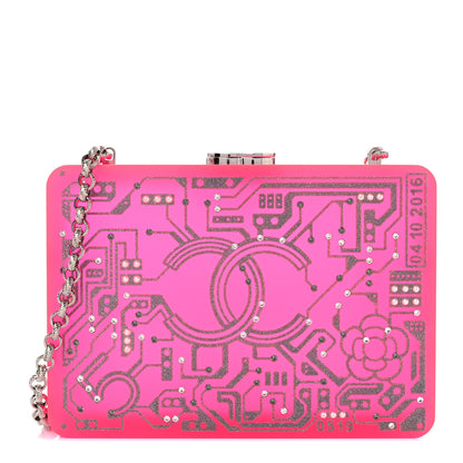 Chanel Plexiglass Strass Motherboard Minaudiere Clutch Pink 1 of 8
