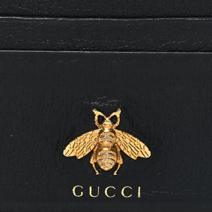 Gucci Pebbled Calfskin Animalier Card Holder Black 7 of 9