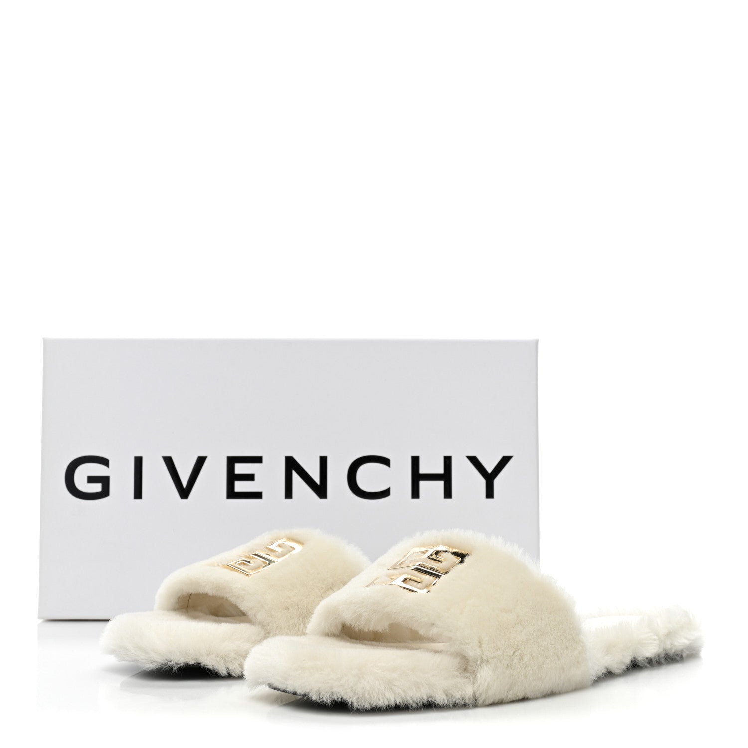 Givenchy Shearling 4G Logo Mule Slide Sandals 41 Ivory 9 of 9