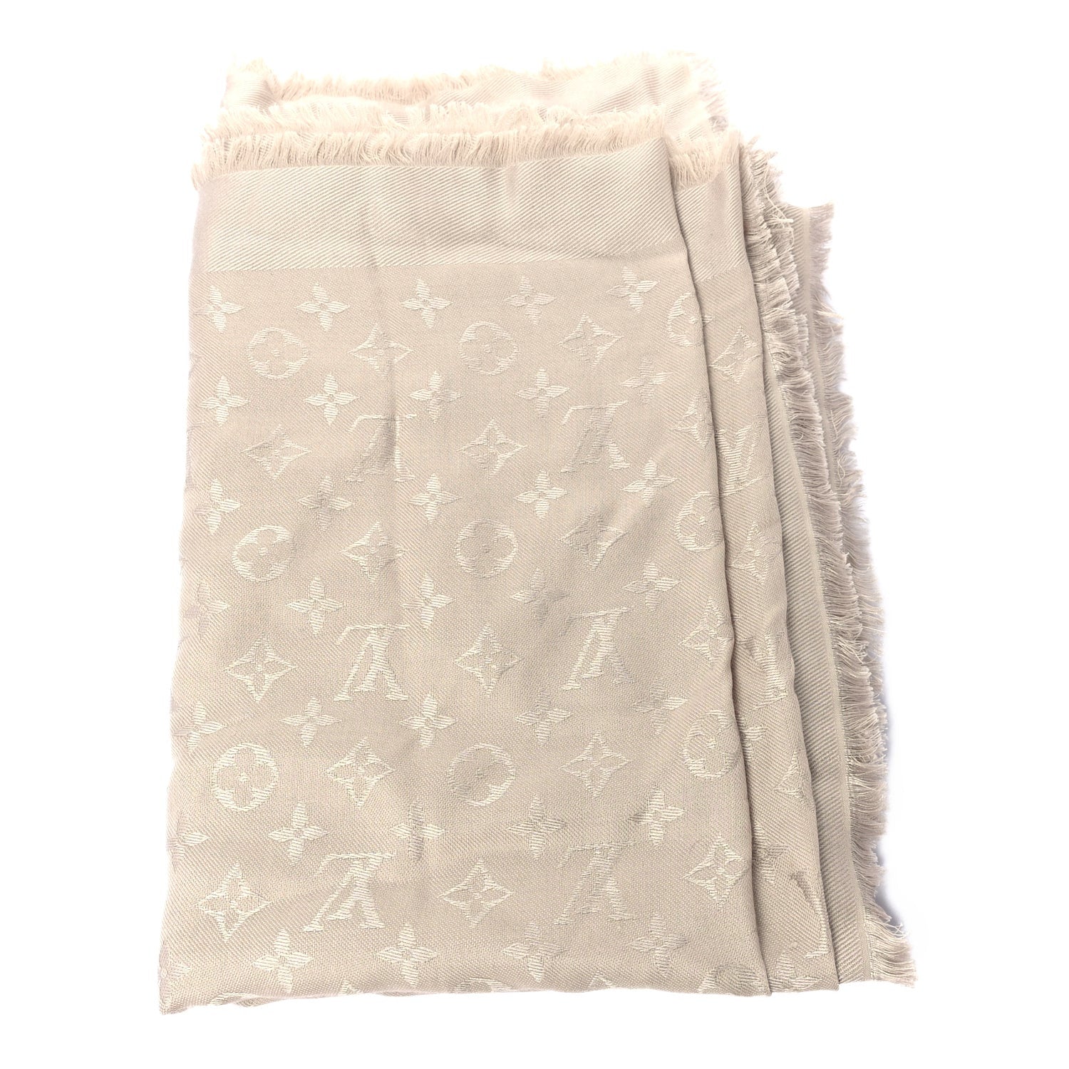 Louis Vuitton Silk Lurex Wool Monogram Shine Shawl  Greige 1 of 3