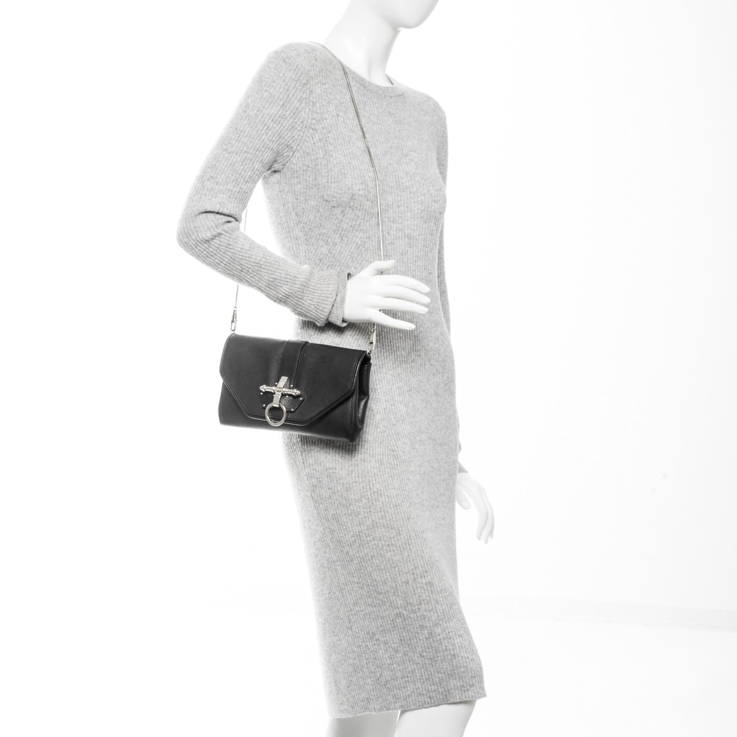 Sugar Goatskin Obsedia Chain Shoulder Bag Black