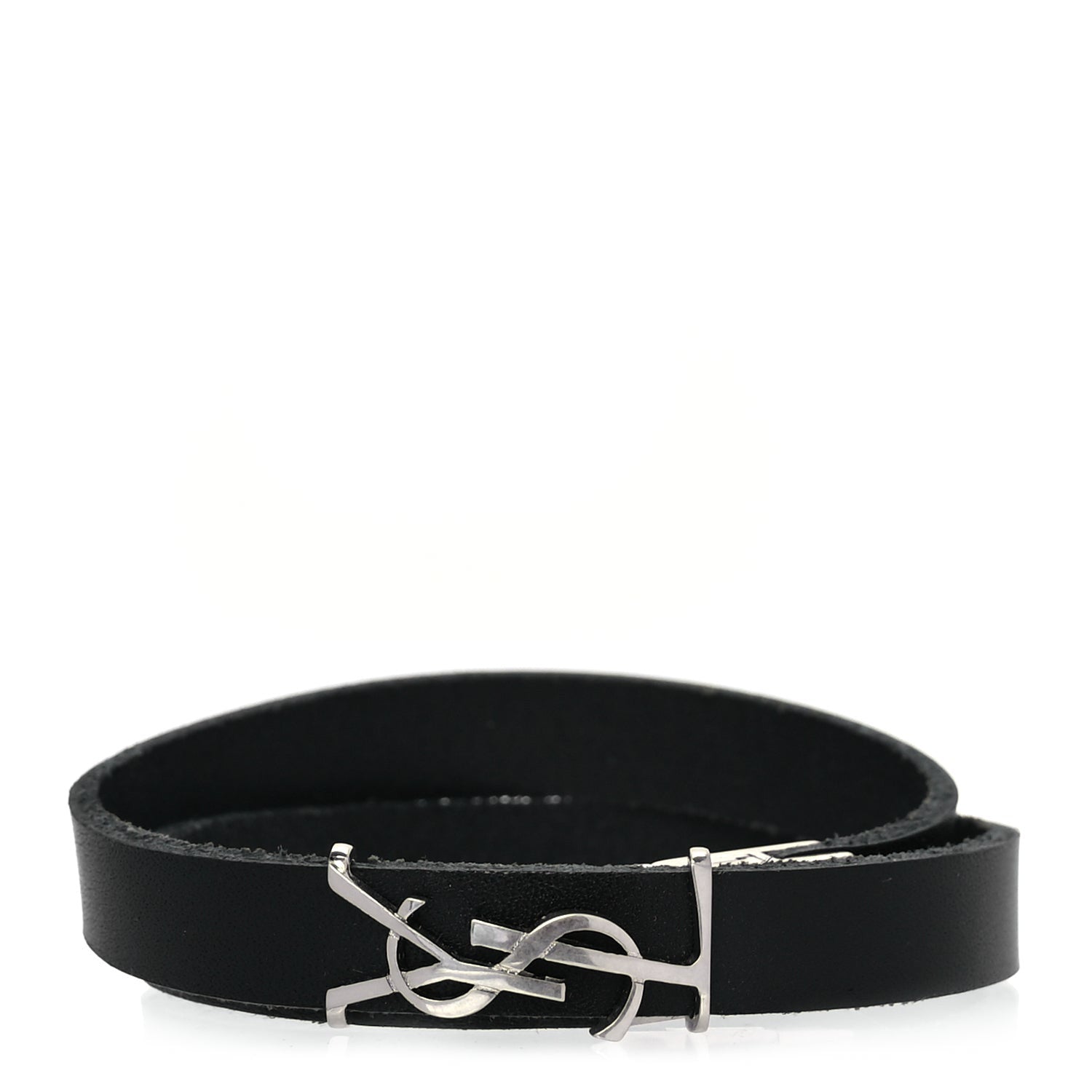 Saint Laurent Calfskin Opyum Double Wrap Bracele Black 1 of 4