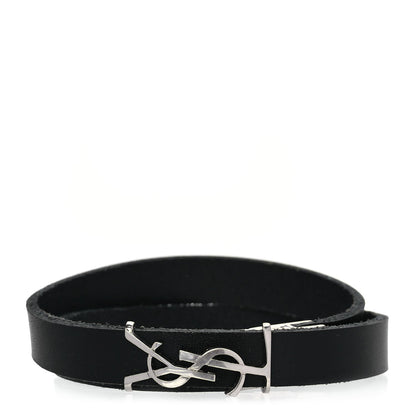 Saint Laurent Calfskin Opyum Double Wrap Bracele Black 1 of 4