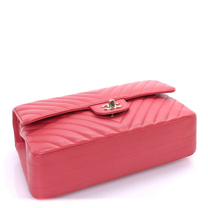 Chanel Lambskin Chevron Quilted Medium Double Flap  Pink 3 of 9