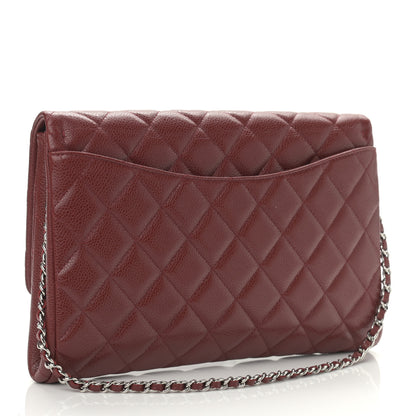 Chanel Caviar Quilted Clutch With Chain Flap Dark Red 2 of 9