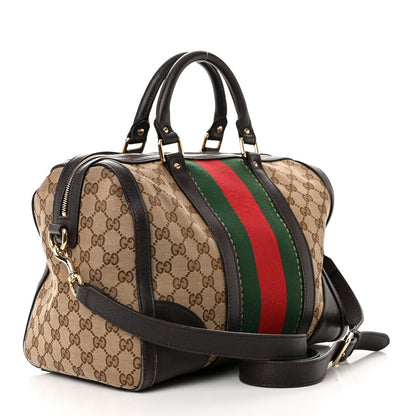 Gucci Monogram Vintage Web Medium Webby Bee Boston Dark Brown 3 of 18