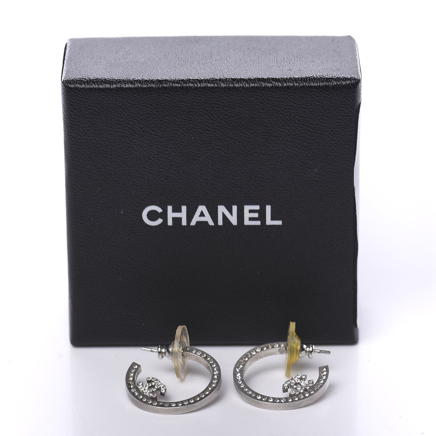 Crystal CC Hoop Earrings Silver