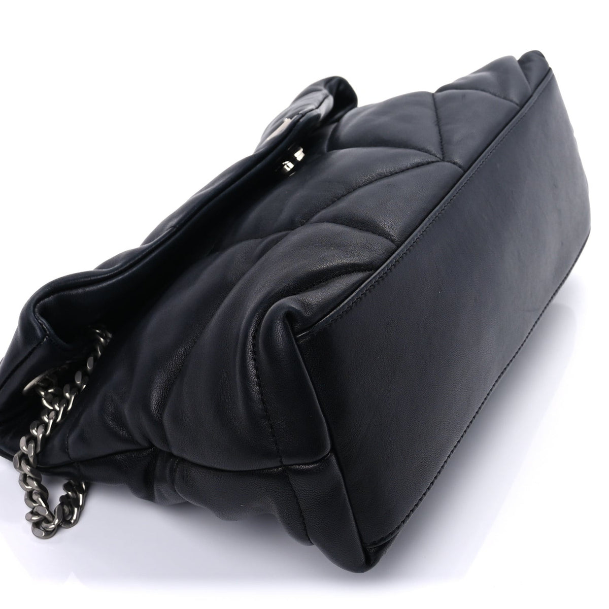 Saint Laurent Lambskin Quilted Small Loulou Puffer Monogram Chain Satchel Black 7 of 8
