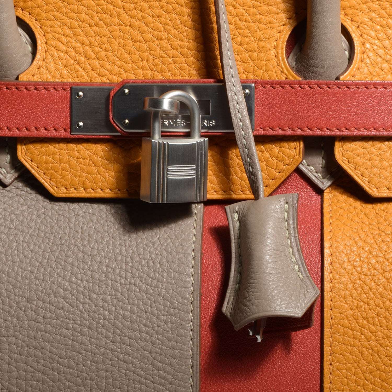 Hermes Taurillon Clemence Swift Tri-Color Birkin 35 Rose Jaipur Gris Tourterelle Moutarde 9 of 10