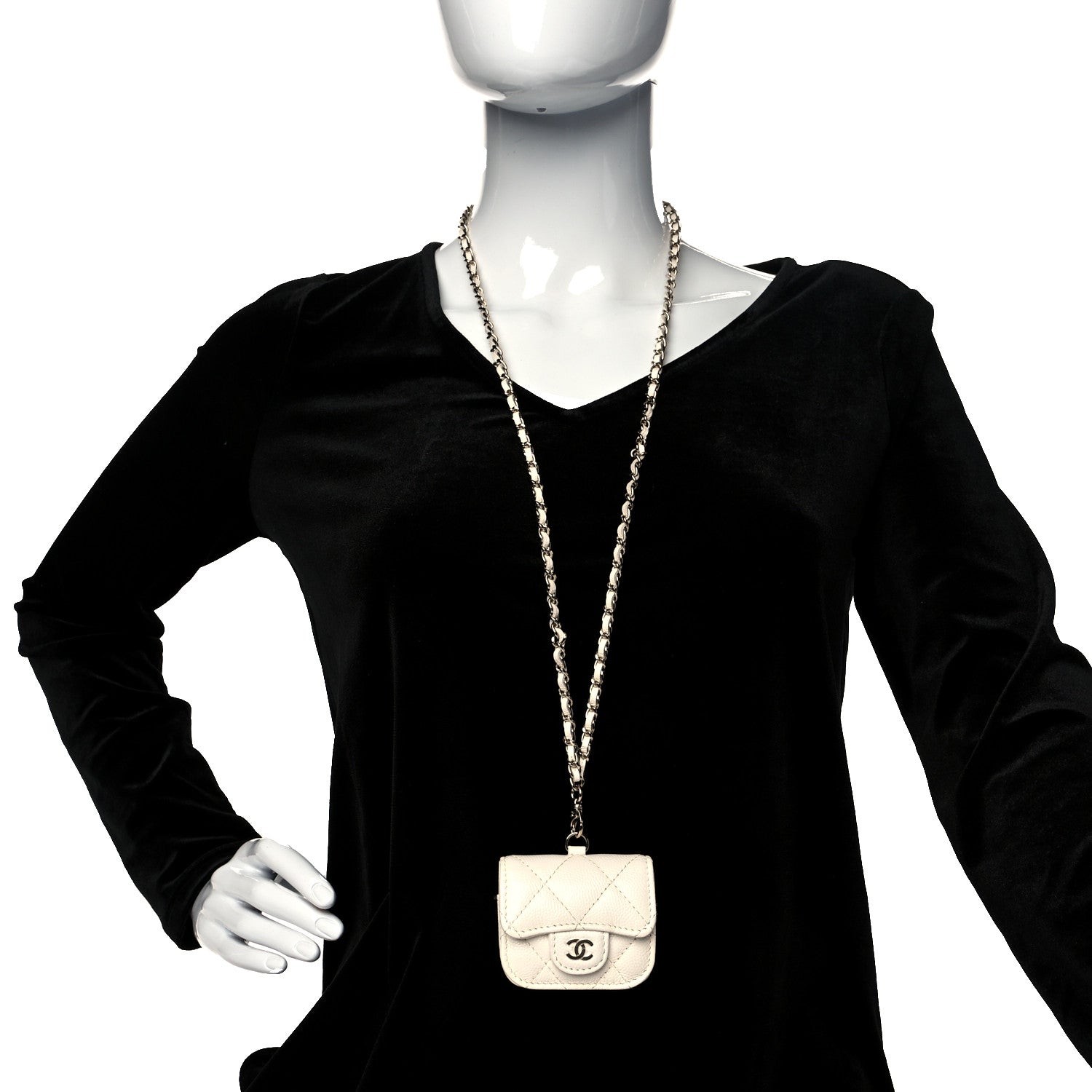 Chanel Caviar Quilted Airpods Pro Case White 2 of 10