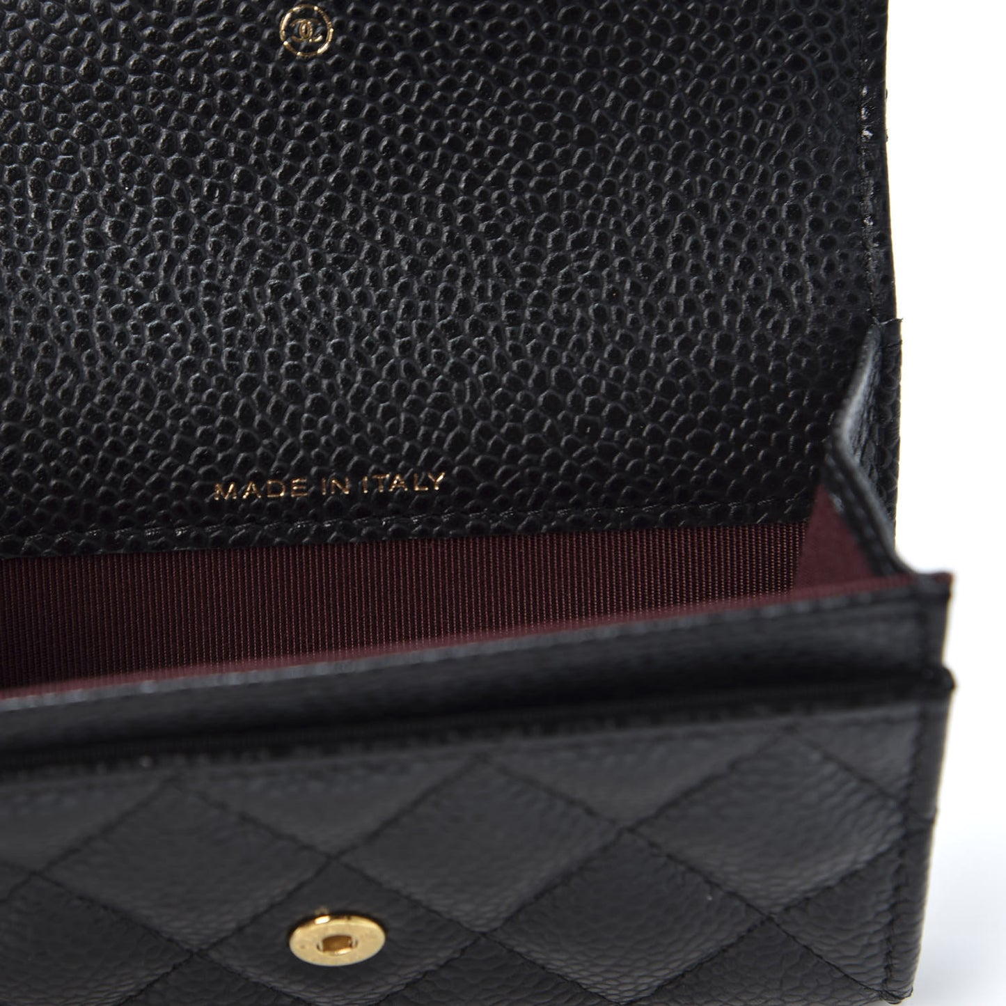 Caviar Quilted Flap Card Holder Black