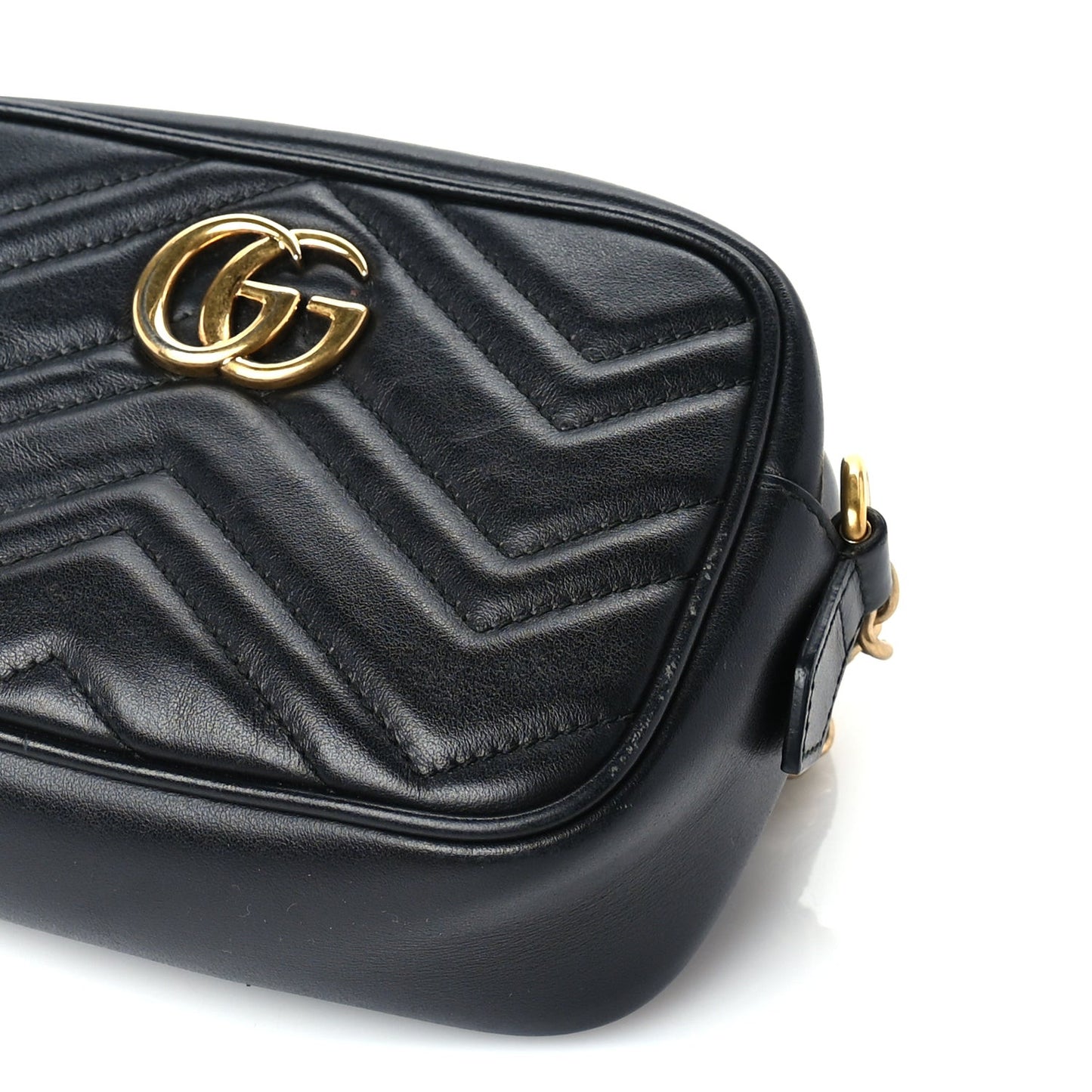 Calfskin Matelasse Mini GG Marmont Chain Shoulder Bag Black