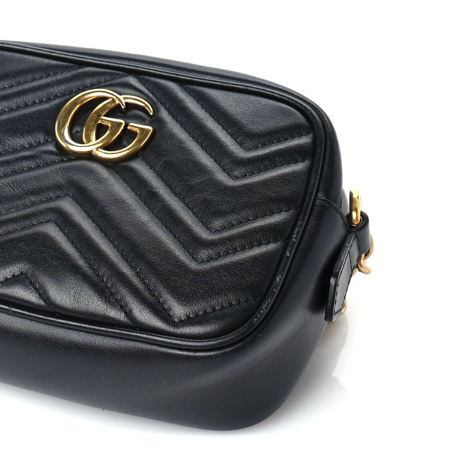 Gucci Calfskin Matelasse Mini GG Marmont Chain Shoulder Bag Black 8 of 8