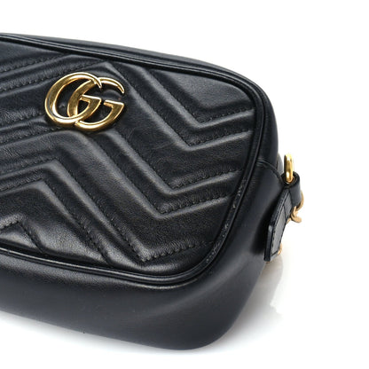 Gucci Calfskin Matelasse Mini GG Marmont Chain Shoulder Bag Black 8 of 8