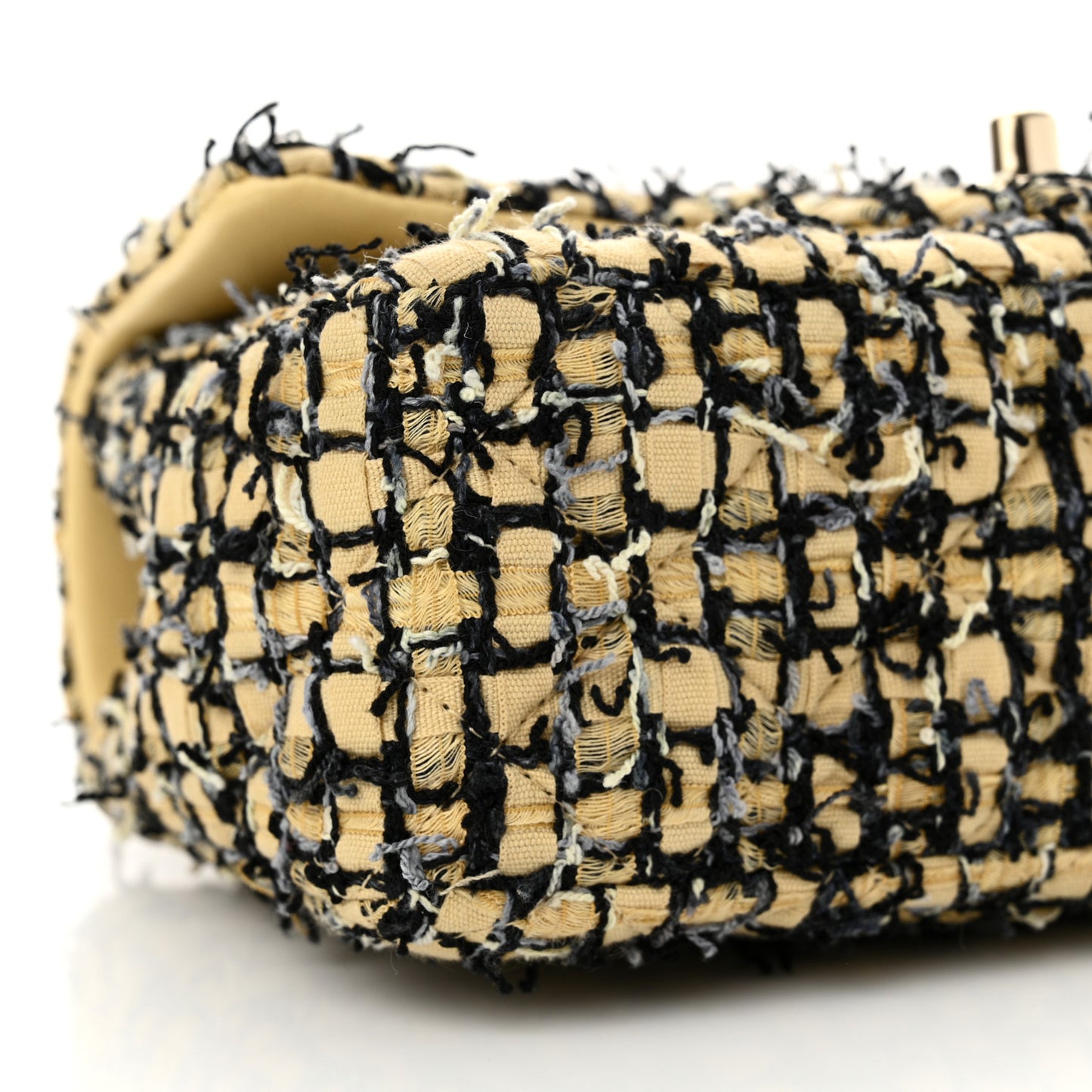 Tweed Quilted Mini Rectangular Flap Yellow Black