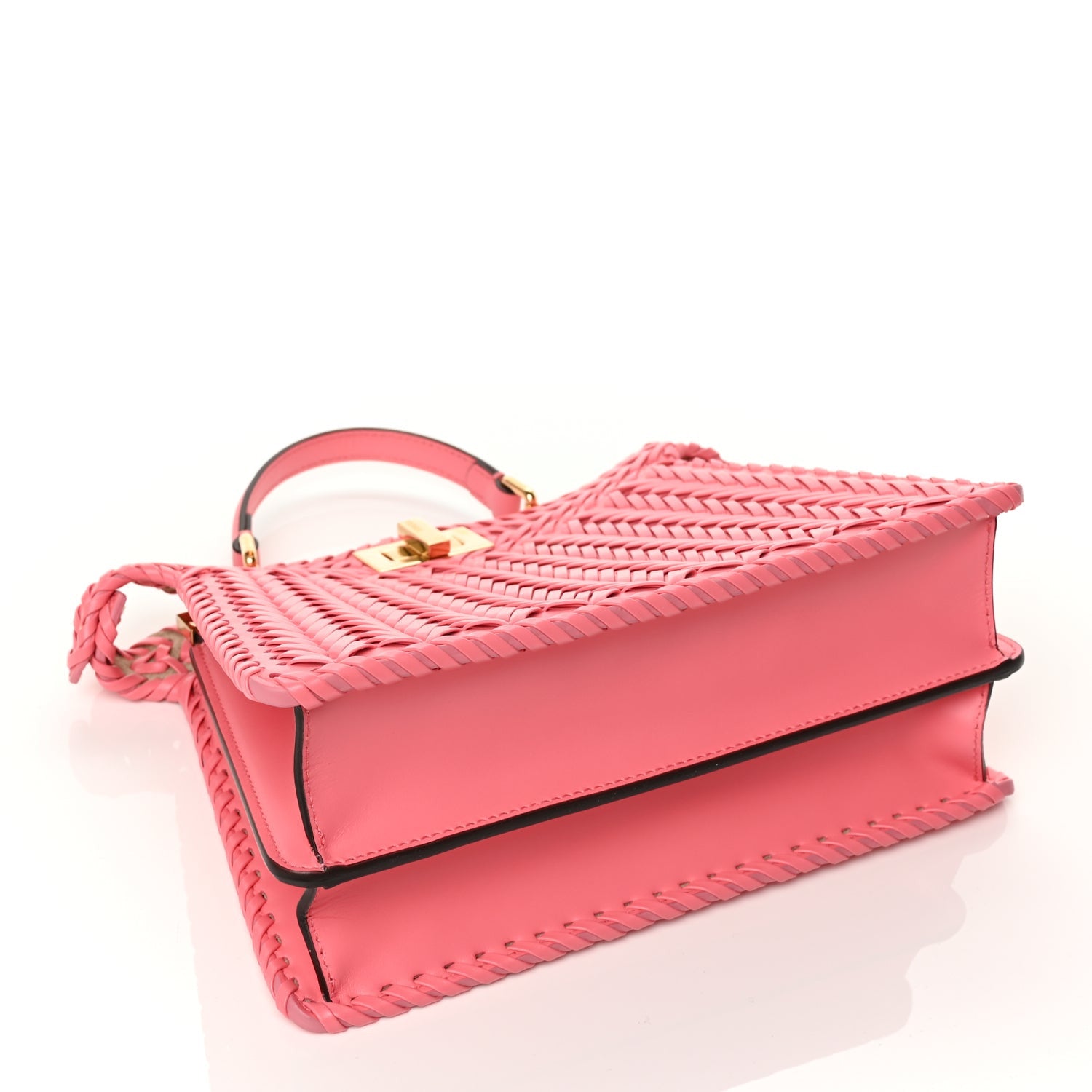 Fendi Vitello King Shiny Nappa Intreccio Small Peekaboo I SEE U Satchel Pink Dalia 3 of 9