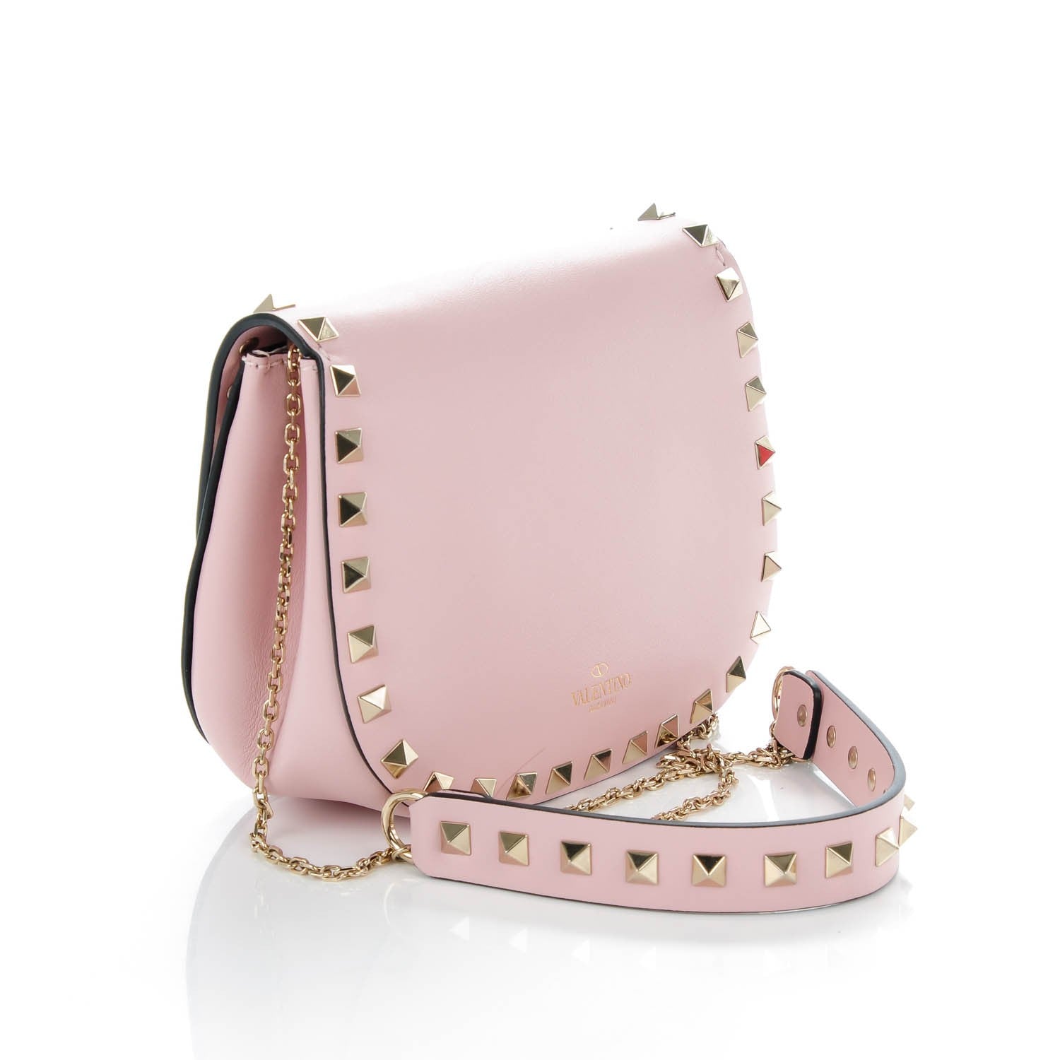 Valentino Garavani Calfskin Rockstud Crossbody Saddle Bag Water Rose 3 of 7