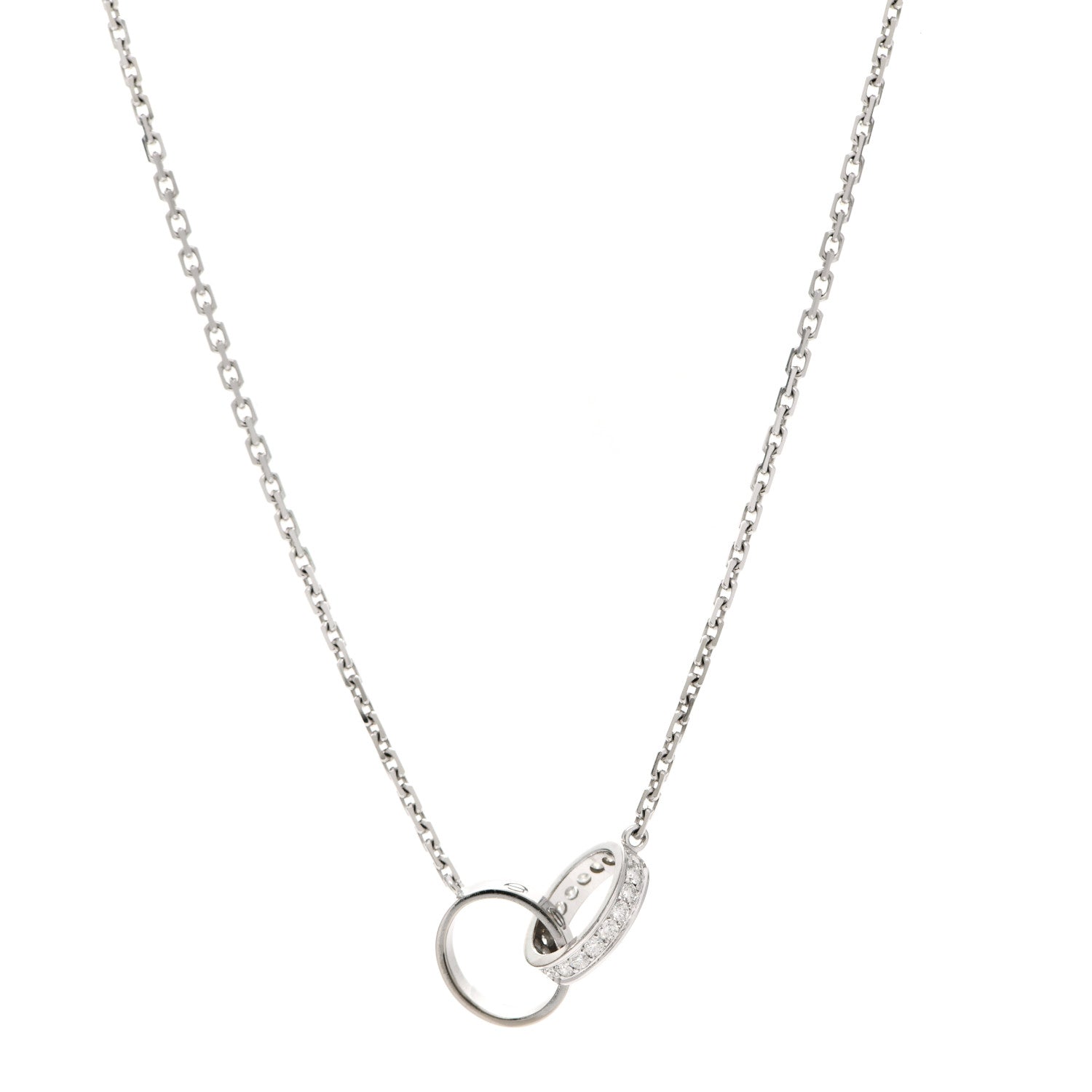 Cartier 18K White Gold Diamond Interlocking LOVE Necklace 1 of 6
