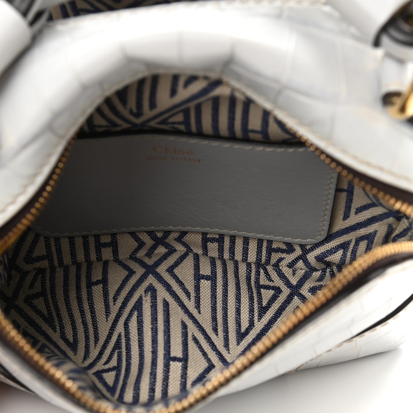 Crocodile Embossed Mini Daria Chain Bag Light Cloud