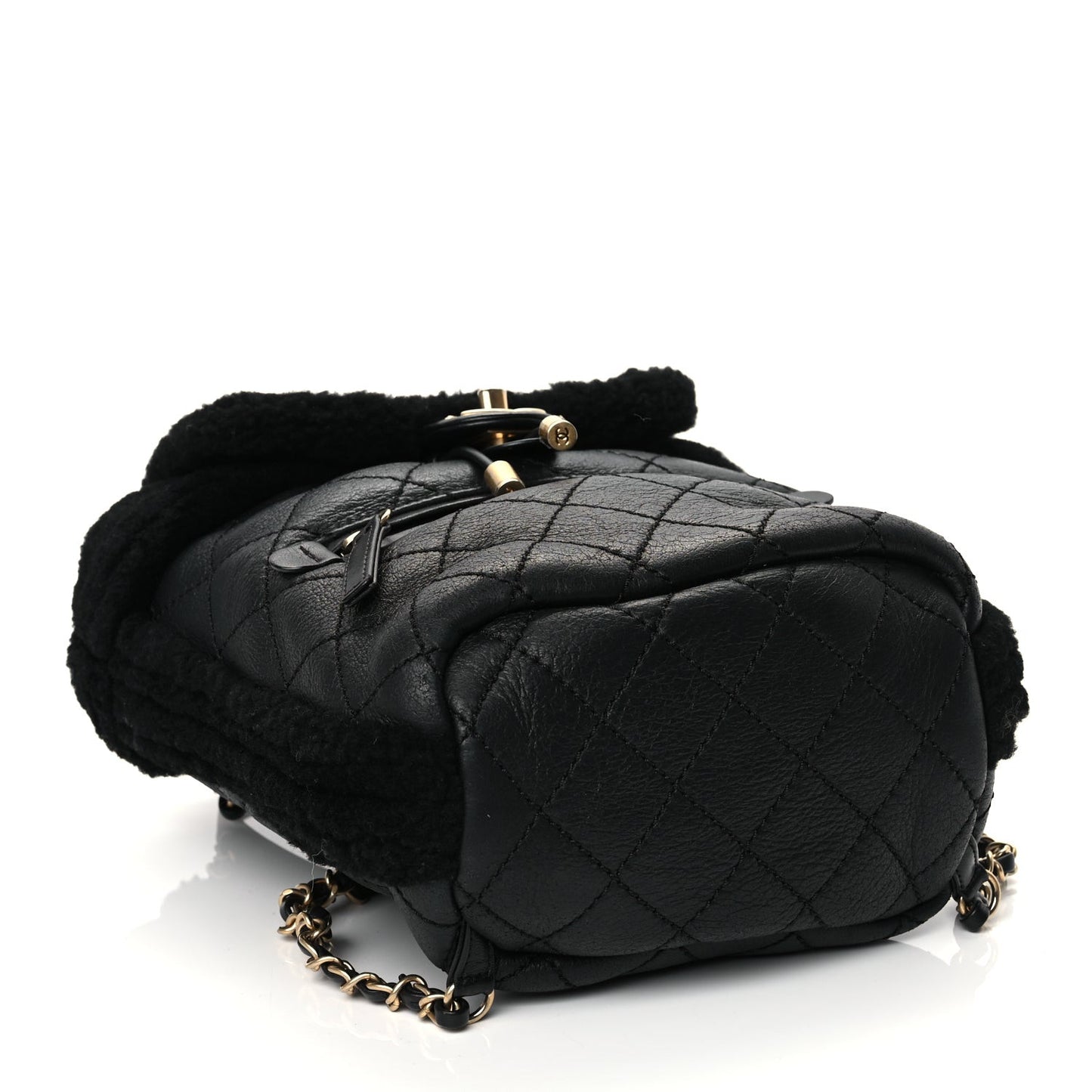 Lambskin Shearling Quilted CC Backpack Black