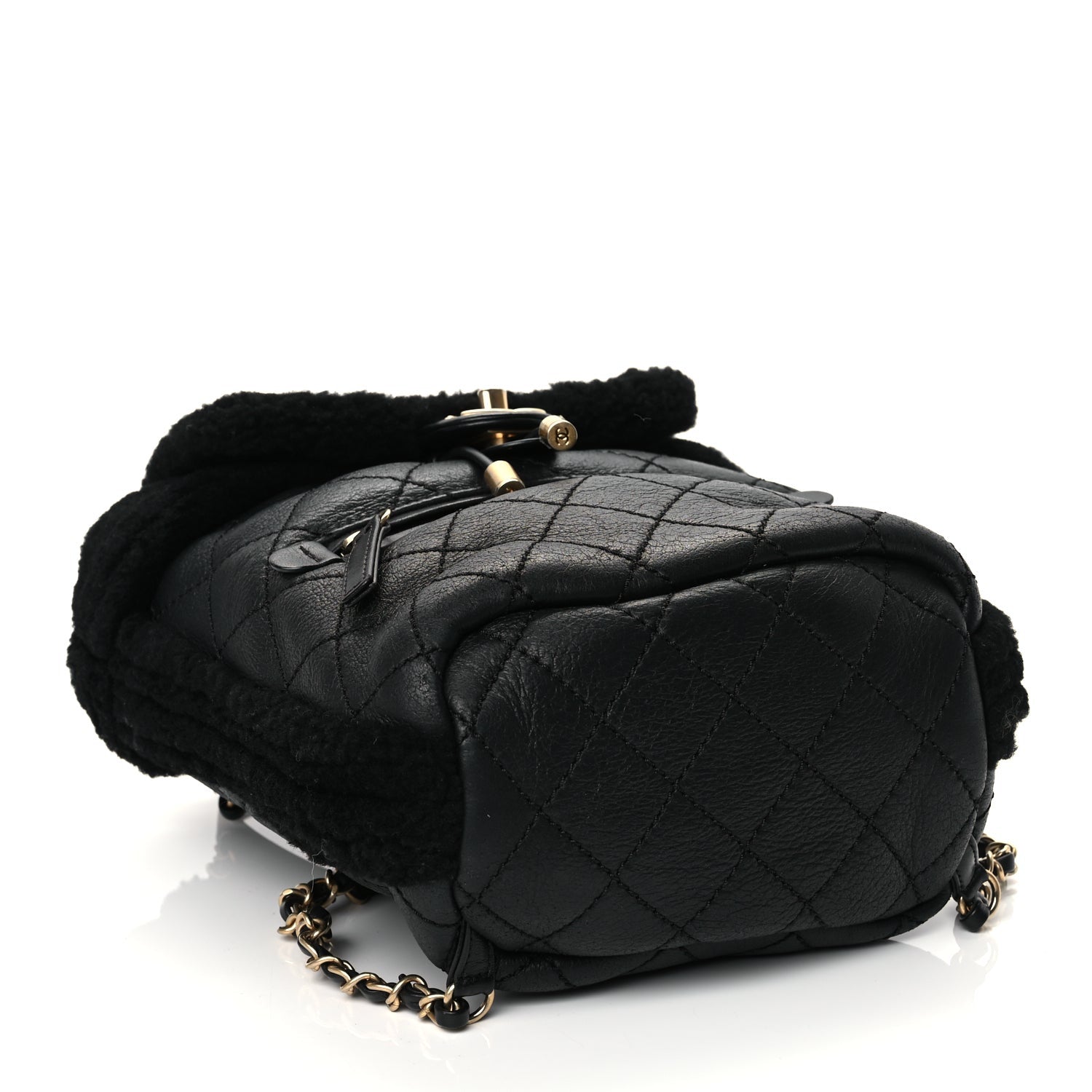 Chanel Lambskin Shearling Quilted CC Backpack Black 3 of 9