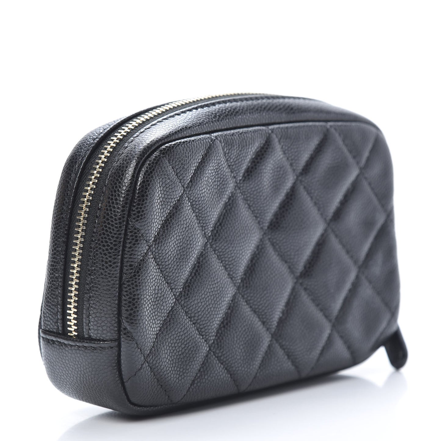 Caviar Quilted Small Curvy Pouch Cosmetic Case Black