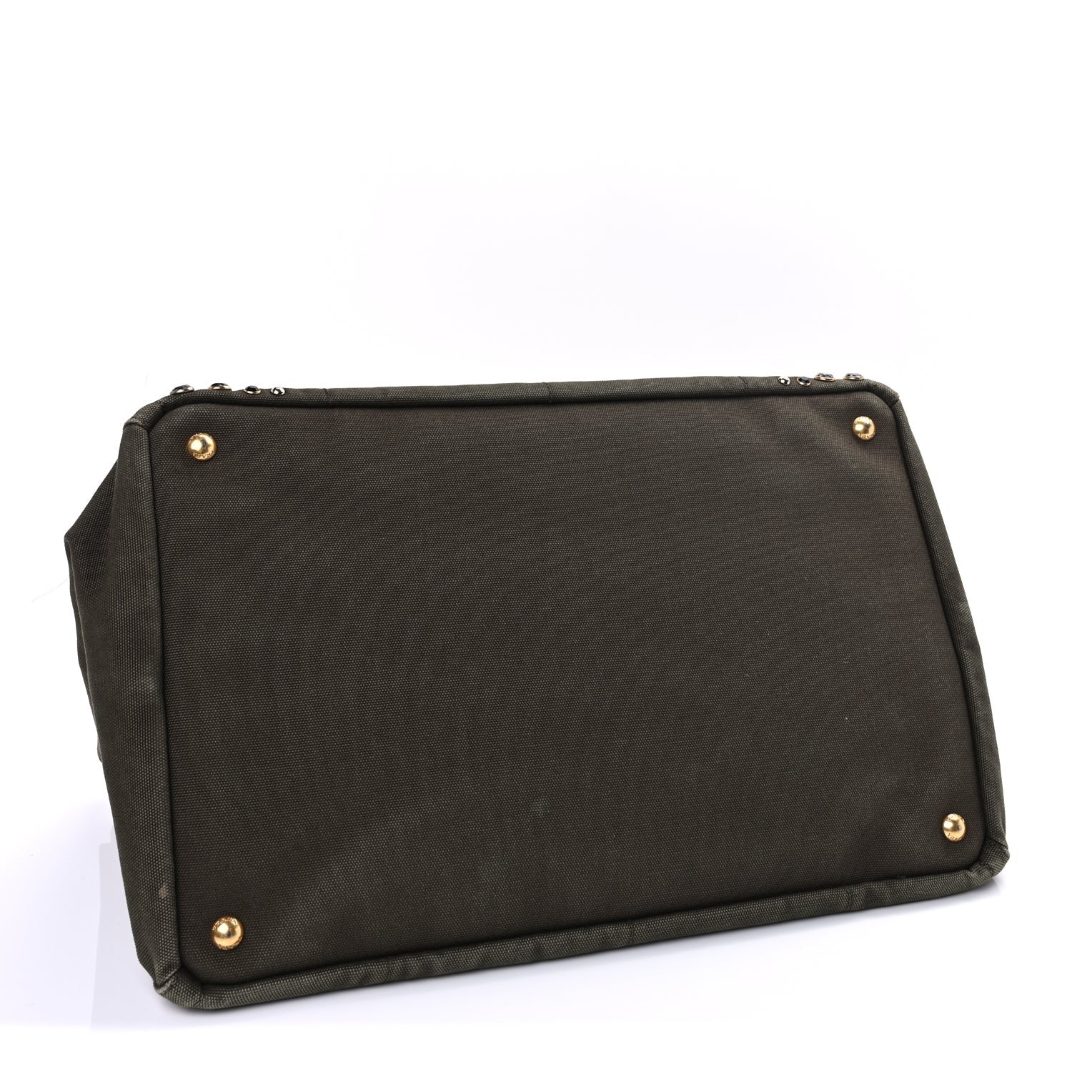 Prada Canvas Studded Crystal Large Canapa Tote  Militare 3 of 8