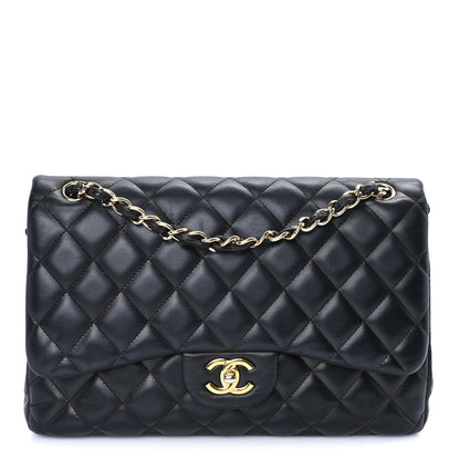 Chanel Lambskin Quilted Jumbo Double Flap Black 1 of 7