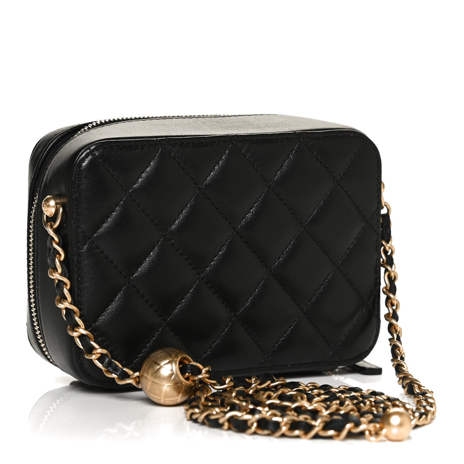 Chanel Lambskin Quilted CC Pearl Crush Camera Case Black 3 of 13