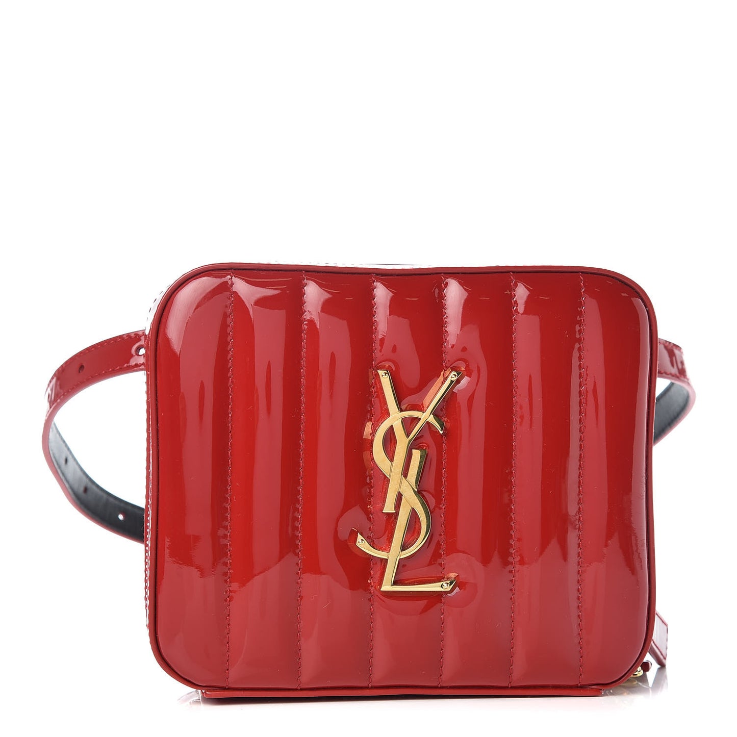 Patent Matelasse Vicky Monogram Belt Bag Red
