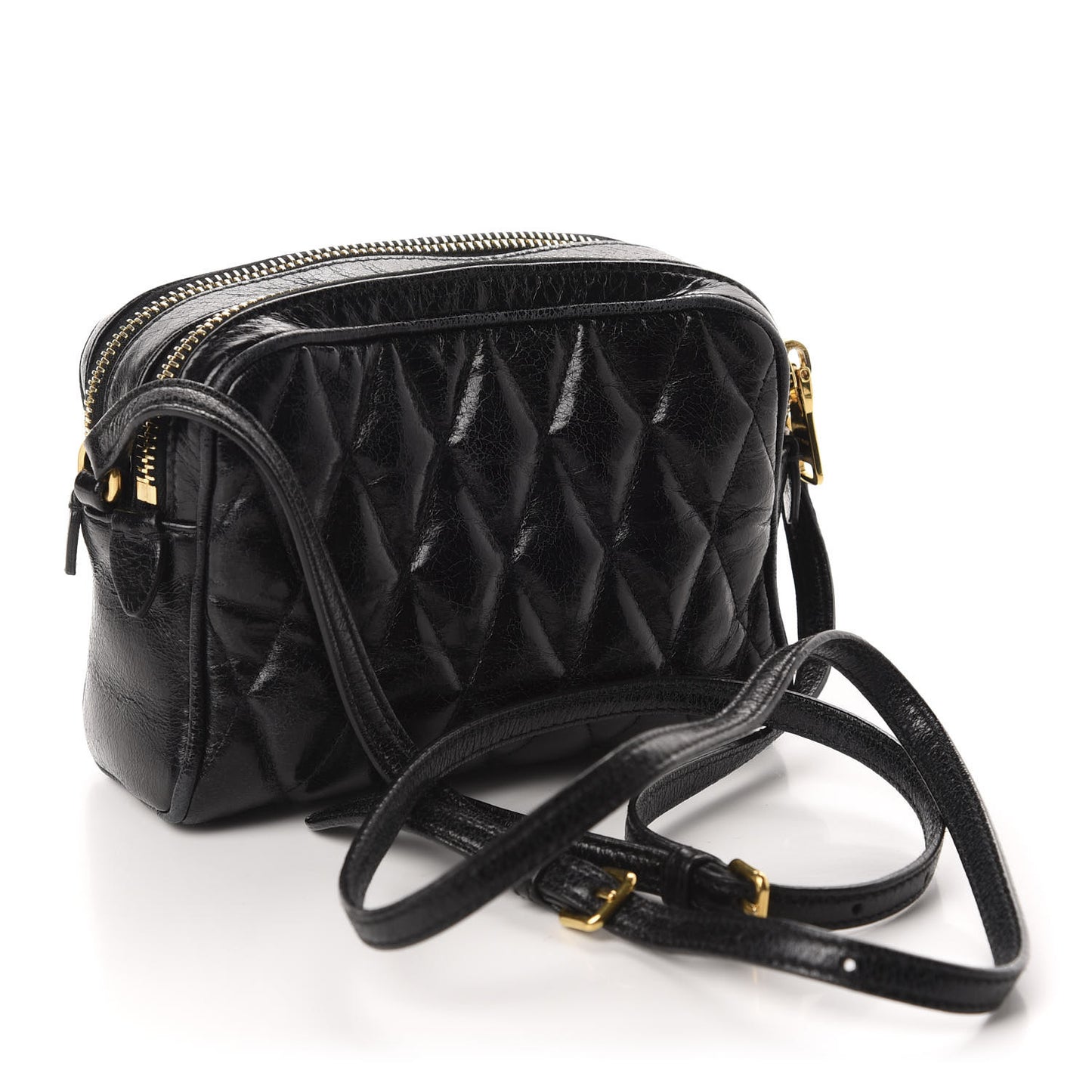 Vitello Shine Quilted Camera Bag Black