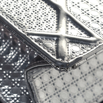 Christian Dior Metallic Patent Micro-Cannage Medium Diorama Flap Bag Silver 7 of 18