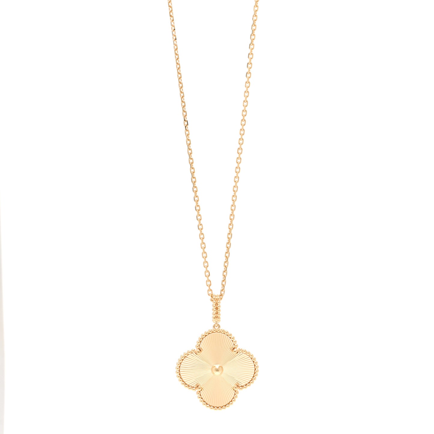 18K Yellow Gold Guilloche Magic Alhambra Long Necklace